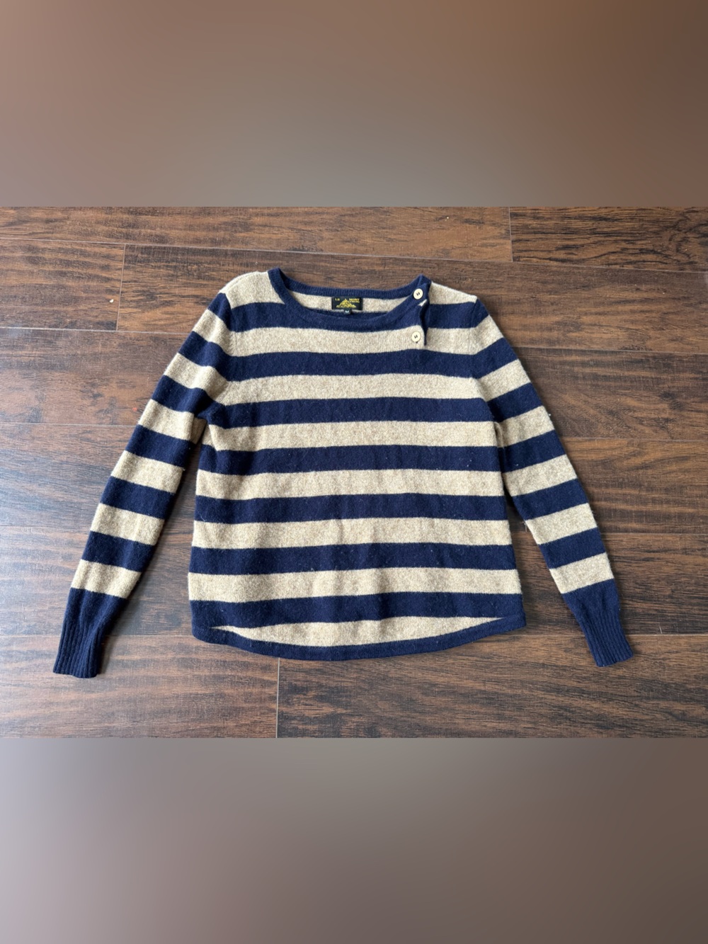 Le Mont St Michel Striped Pullover sweater medium Navy brown
